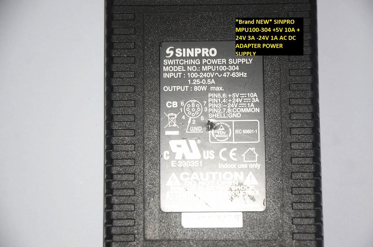 *Brand NEW* SINPRO +24V 3A +5V 10A MPU100-304 -24V 1A AC DC ADAPTER POWER SUPPLY - Click Image to Close